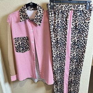 Leopard and Pink Striped Set